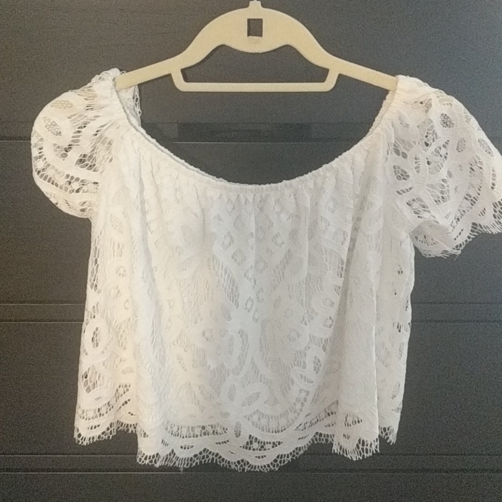 Express Lace White Crop Top (NWT!)